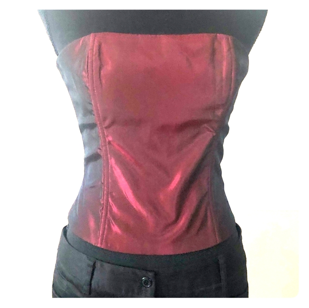 Wine Red Corset w/ Boning and Feminine Silhouette